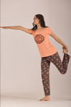 Sweet Moon Knit Cotton Pyjama Set - Brown Lightorange — thumbnail 4